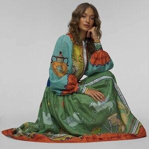 ALEMAIS SURREALIST SUMMER RAMIE SHIRTDRESS - ALEMAIS Size S Label Is Missing